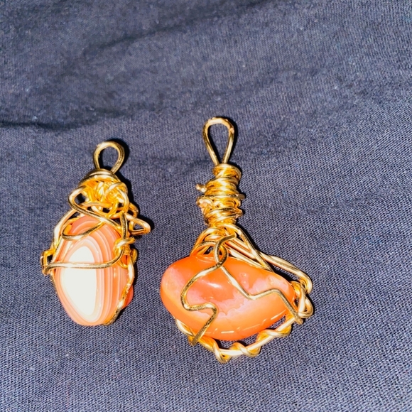 Carnelian Wrapped in Copper Wire - Picture 1 of 1